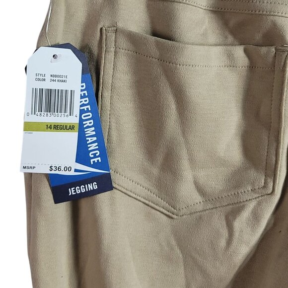 Nautica School Uniform Jeggings Khaki SZ 14 Pants Flat Front Pull On Pockets NWT - Picture 7 of 8